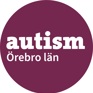 logotyp Autism Örebro län vit text på cirkel med mörklila fyllning