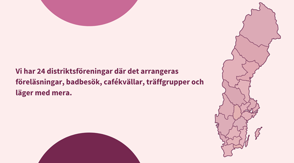 Bild med en karta och information om våra 24 distriktsföreningar.